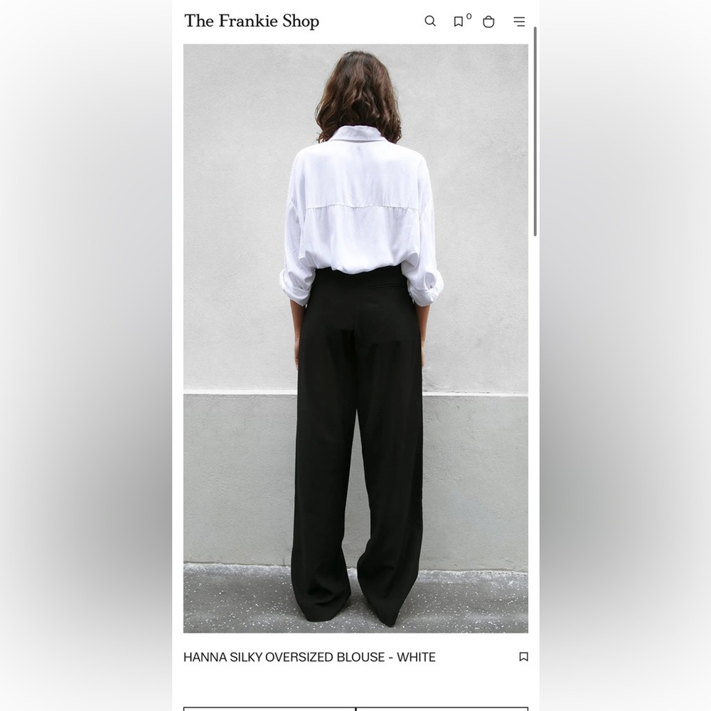 The Frankie Shop Hanna Silky Oversized Button Down Shirt Sz XS/S in White - Picture 2 of 9
